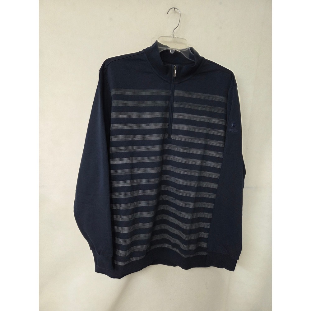 Ashworth Mens 2XL Navy Blue Stripe Quarter Zip Pullover Gaylord Springs Golf